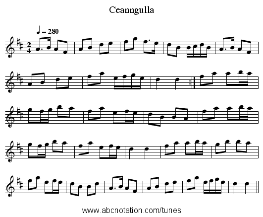 Ceanngulla - staff notation
