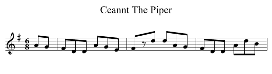 Ceannt The Piper - staff notation
