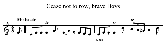 Cease not to row, brave Boys - staff notation