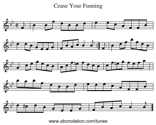 Cease Your Funning - staff notation
