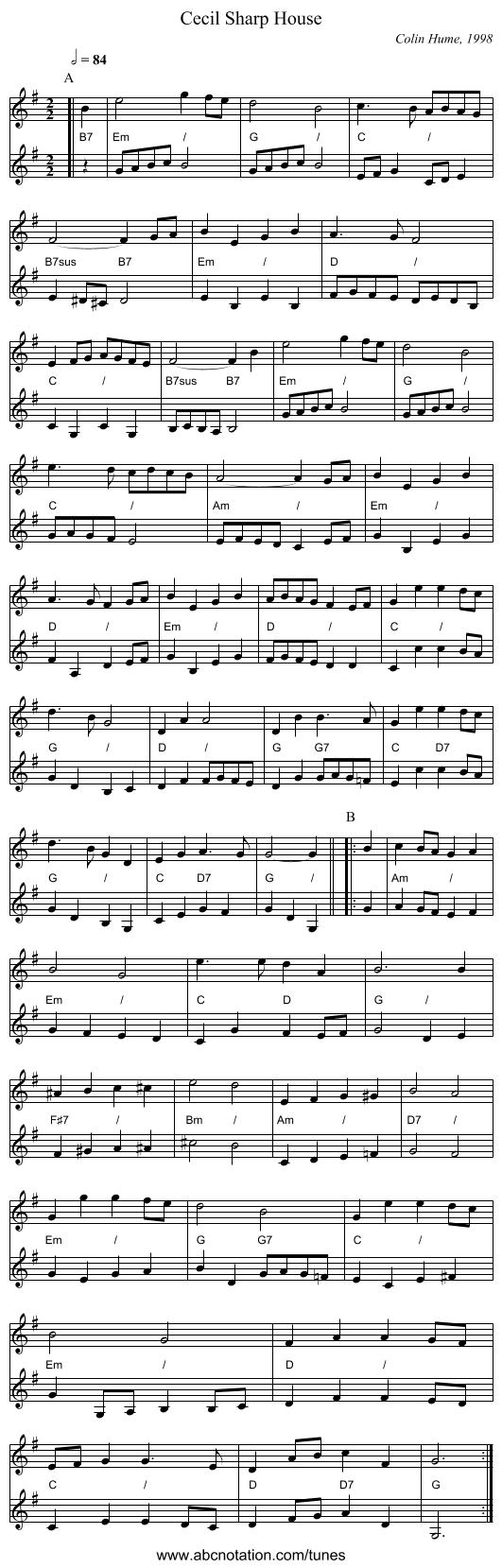 Cecil Sharp House - staff notation