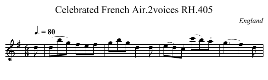 Celebrated French Air.2voices RH.405 - staff notation