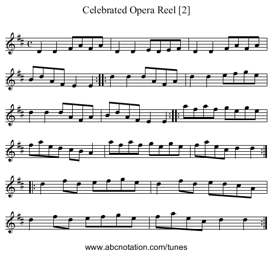 Celebrated Opera Reel [2] - staff notation