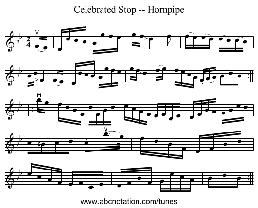 Celebrated Stop -- Hornpipe - staff notation