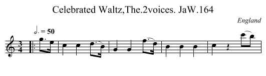 Celebrated Waltz,The.2voices. JaW.164 - staff notation