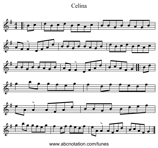 Celina - staff notation