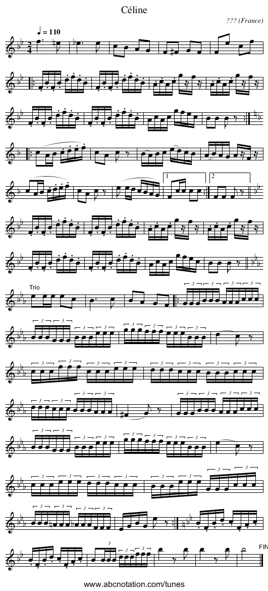 Céline - staff notation