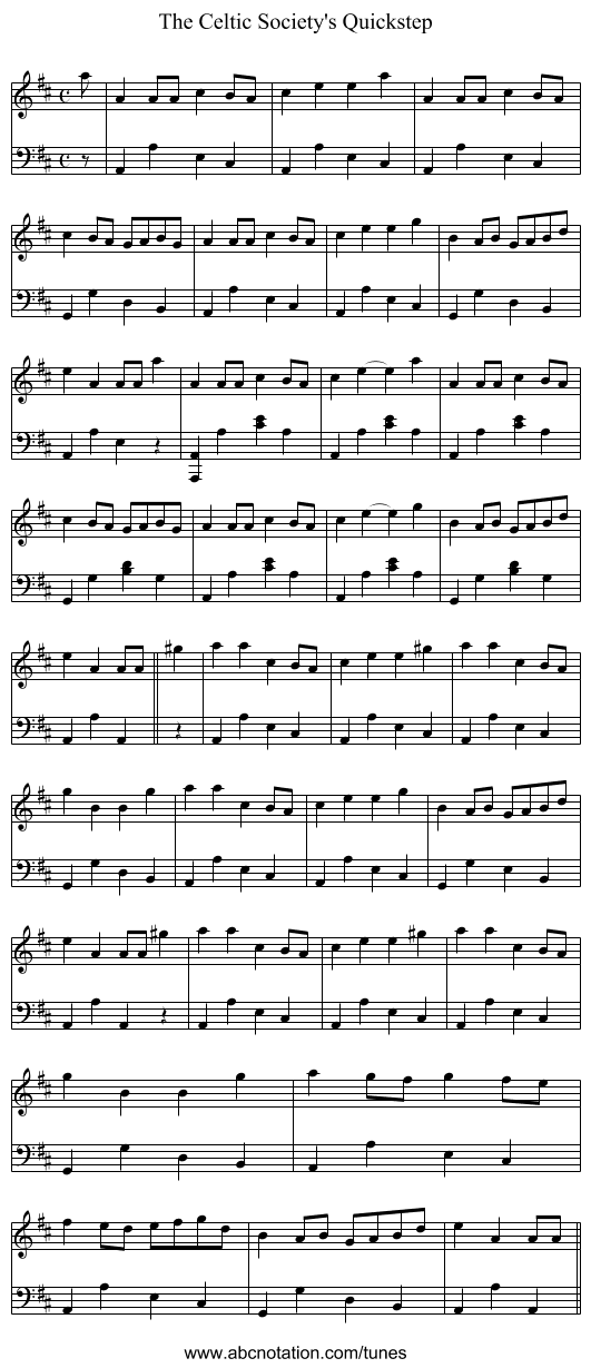 Celtic Society's Quickstep, The - staff notation