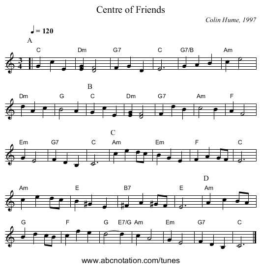 Centre of Friends - staff notation