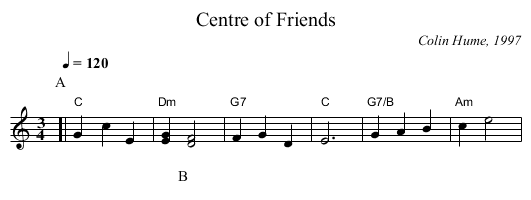 Centre of Friends - staff notation