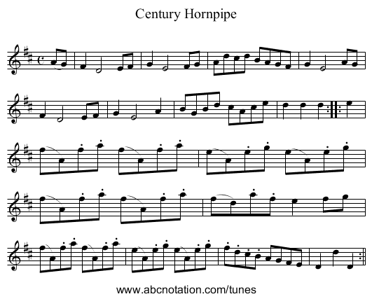 Century Hornpipe - staff notation
