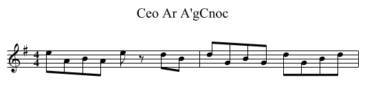 Ceo Ar A'gCnoc - staff notation