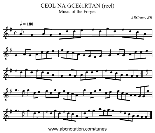 CEOL NA GCEć1RTAN (reel) - staff notation