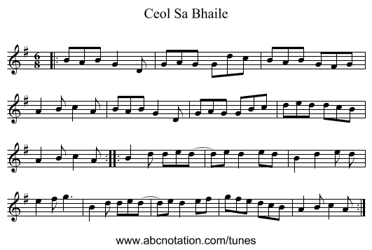 Ceol Sa Bhaile - staff notation