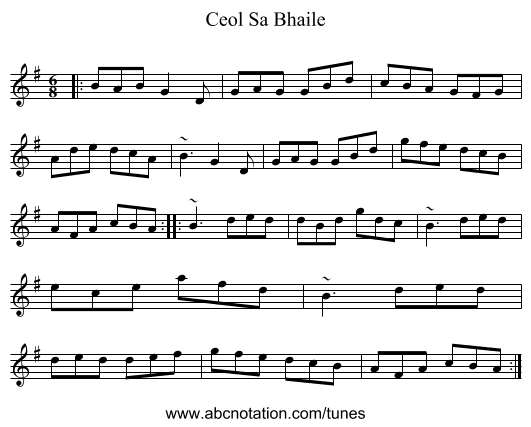 Ceol Sa Bhaile - staff notation