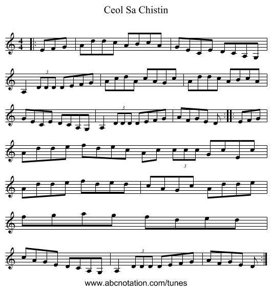 Ceol Sa Chistin - staff notation