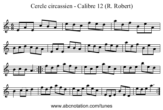 Cercle circassien - Calibre 12 (R. Robert) - staff notation