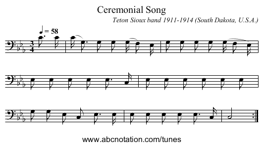 Ceremonial Song - staff notation