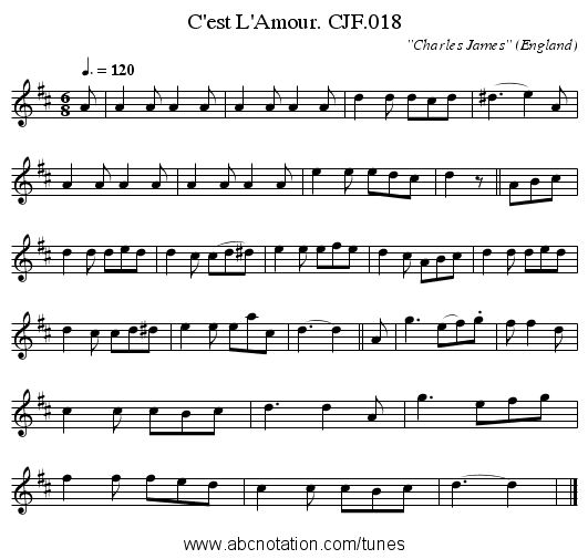 C'est L'Amour. CJF.018 - staff notation