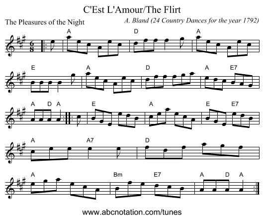 C'Est L'Amour/The Flirt - staff notation