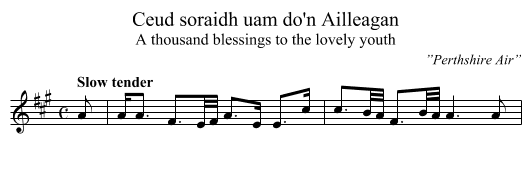 Ceud soraidh uam do'n Ailleagan - staff notation