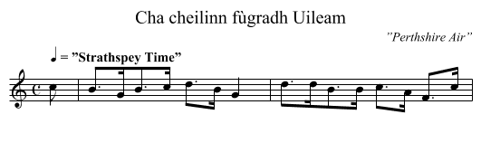 Cha cheilinn fùgradh Uileam - staff notation