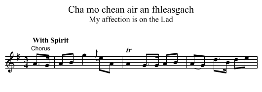 Cha mo chean air an fhleasgach - staff notation