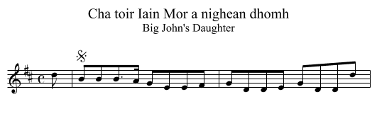 Cha toir Iain Mor a nighean dhomh - staff notation