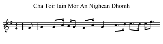 Cha Toir Iain Mòr An Nighean Dhomh - staff notation