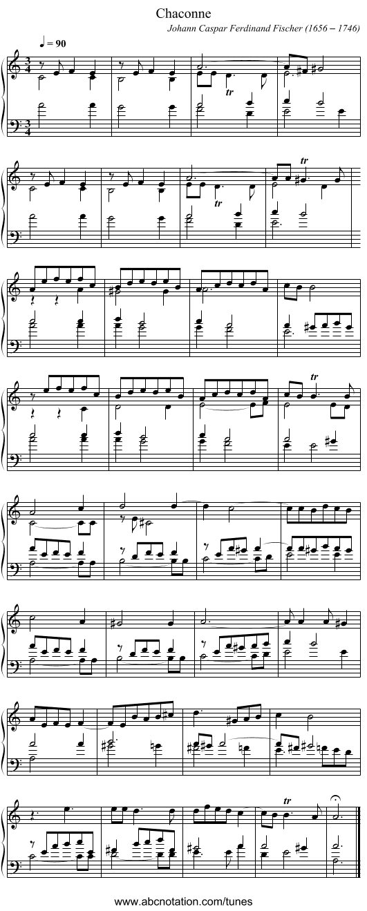 Chaconne - staff notation