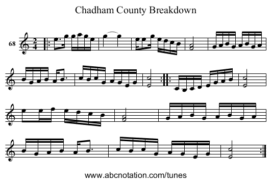Chadham County Breakdown - staff notation