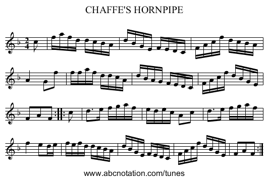 CHAFFE'S HORNPIPE - staff notation