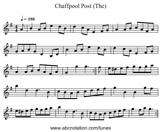 Chaffpool Post (The) - staff notation
