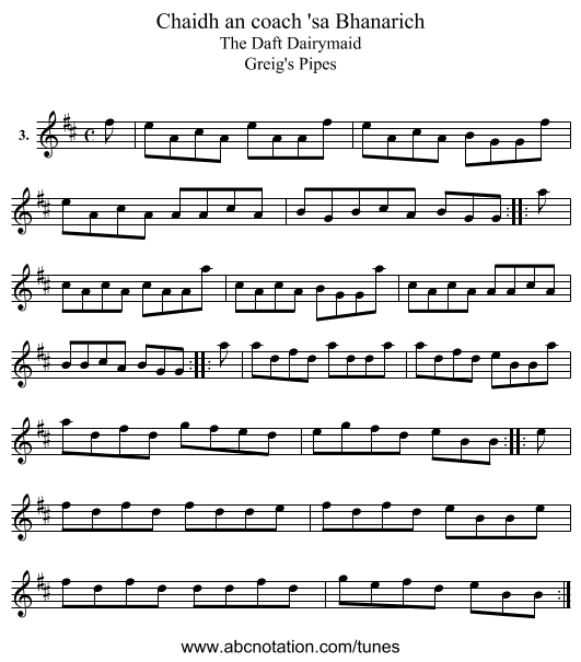 Chaidh an coach 'sa Bhanarich - staff notation