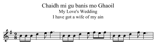 Chaidh mi gu banis mo Ghaoil - staff notation