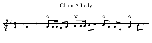 Chain A Lady - staff notation