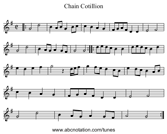 Chain Cotillion - staff notation