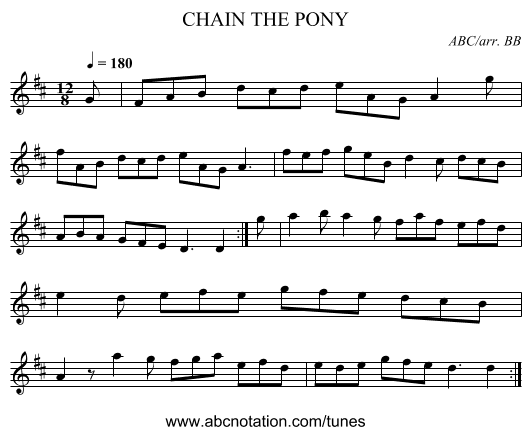 CHAIN THE PONY - staff notation