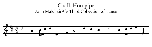 Chalk Hornpipe - staff notation