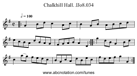 Chalkhill Hall. JJo8.034 - staff notation