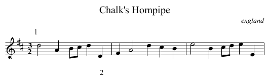 Chalk's Hornpipe - staff notation