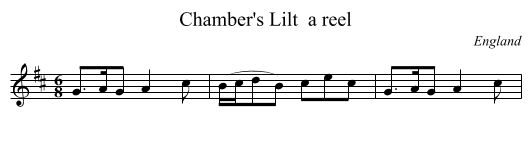 Chamber's Lilt  a reel - staff notation