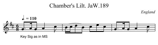 Chamber's Lilt. JaW.189 - staff notation