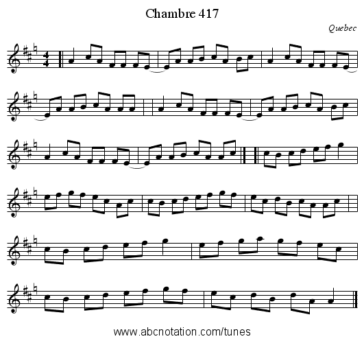 Chambre 417 - staff notation