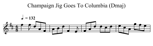 Champaign Jig Goes To Columbia (Dmaj) - staff notation