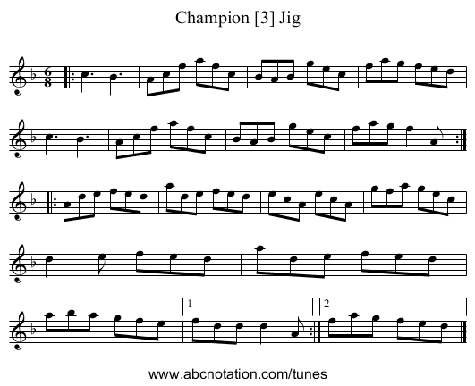 Champion [3] Jig - staff notation