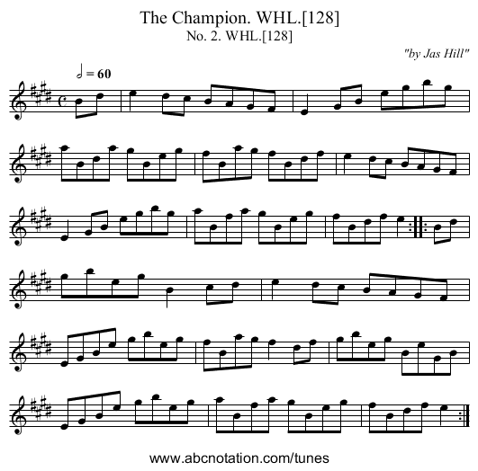 Champion. WHL.[128], The - staff notation