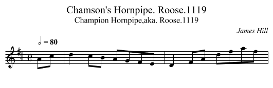 Chamson's Hornpipe. Roose.1119 - staff notation
