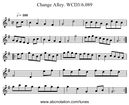 Change Alley. WCD3/6.089 - staff notation