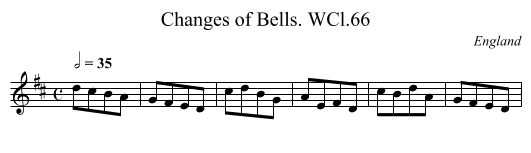 Changes of Bells. WCl.66 - staff notation